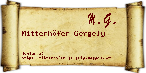 Mitterhöfer Gergely névjegykártya